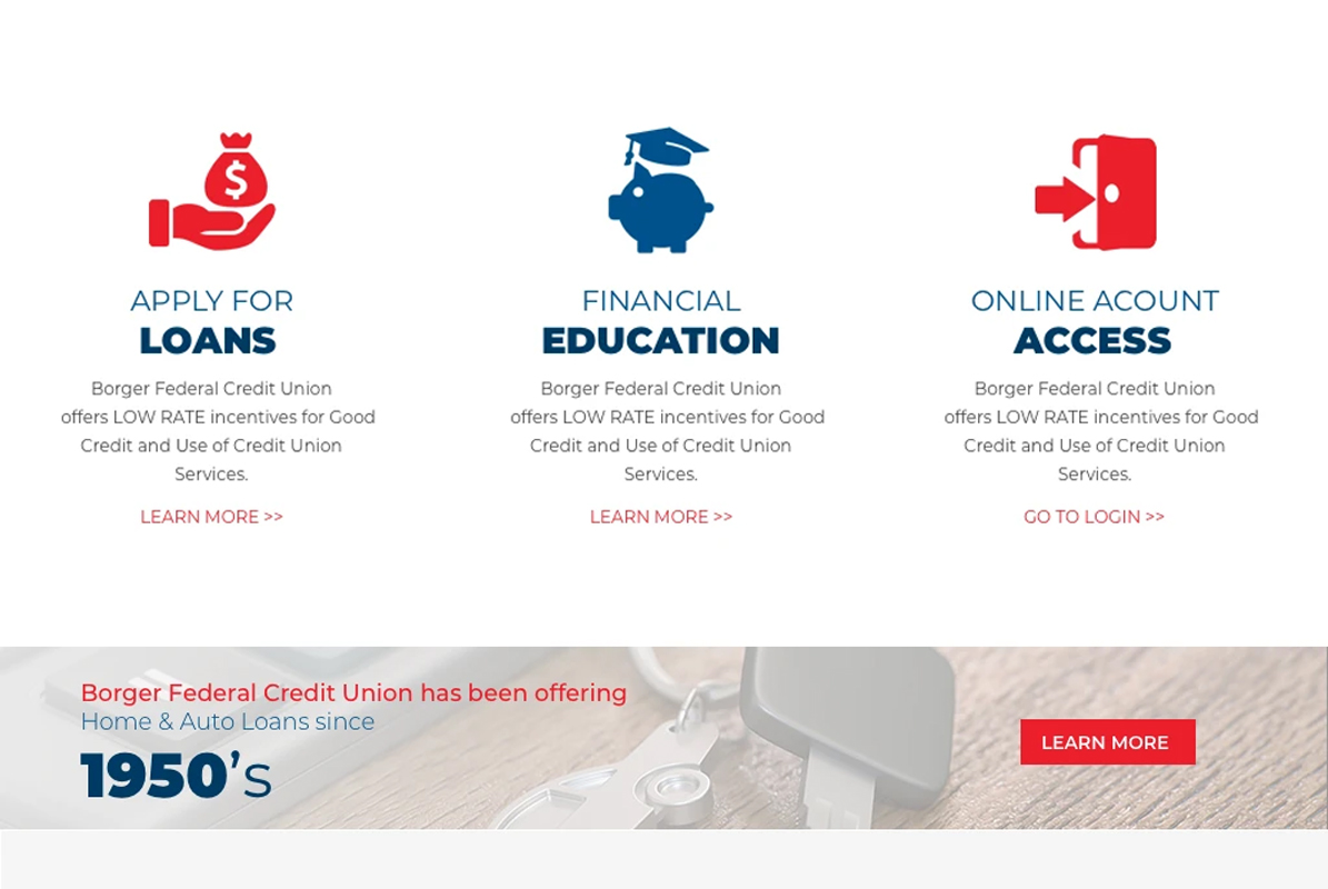 Portfolio Layout - Borger FCU Benefits Section Portfolio Layout - Borger FCU Benefits Section