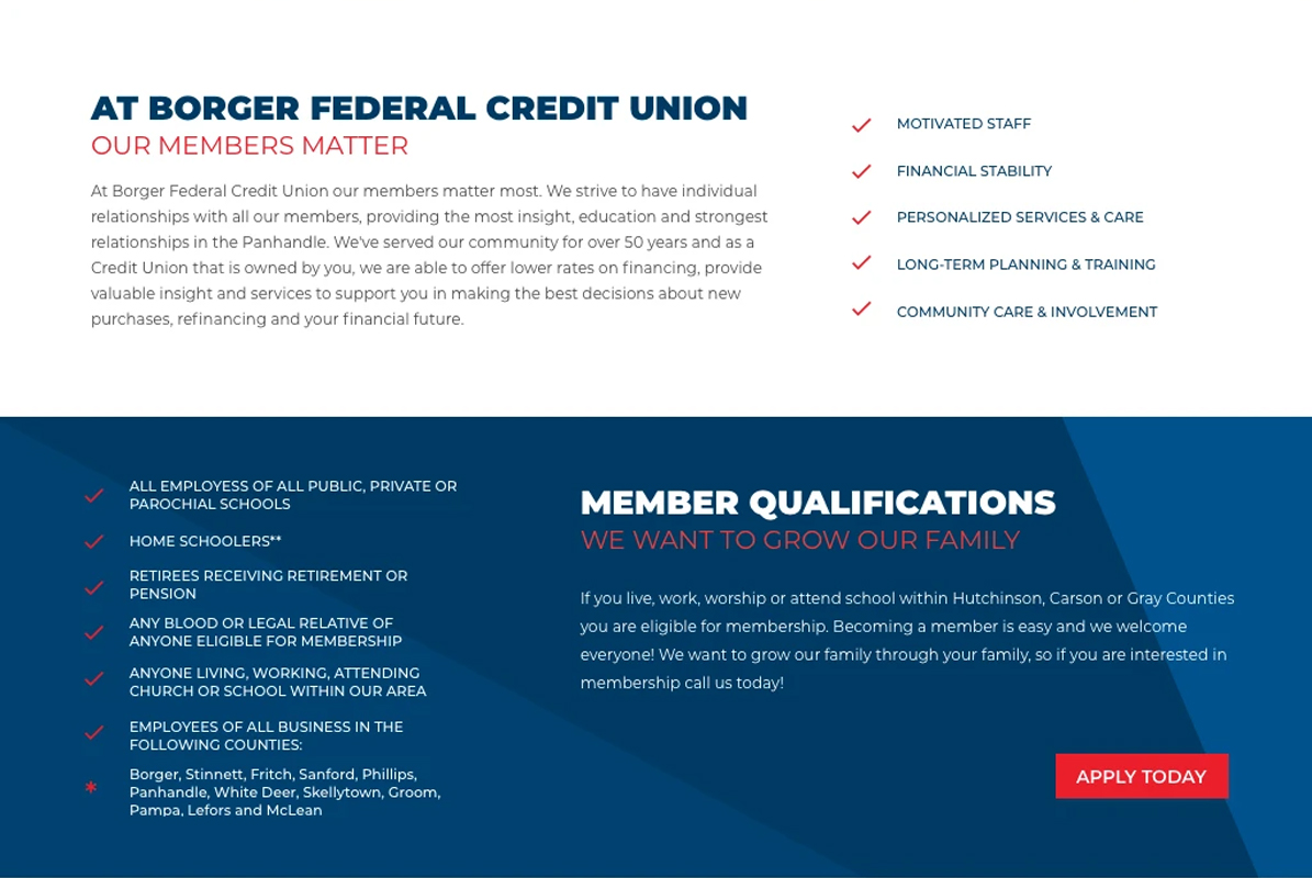 Portfolio Layout - Borger FCU Membership Section Portfolio Layout - Borger FCU Membership Section